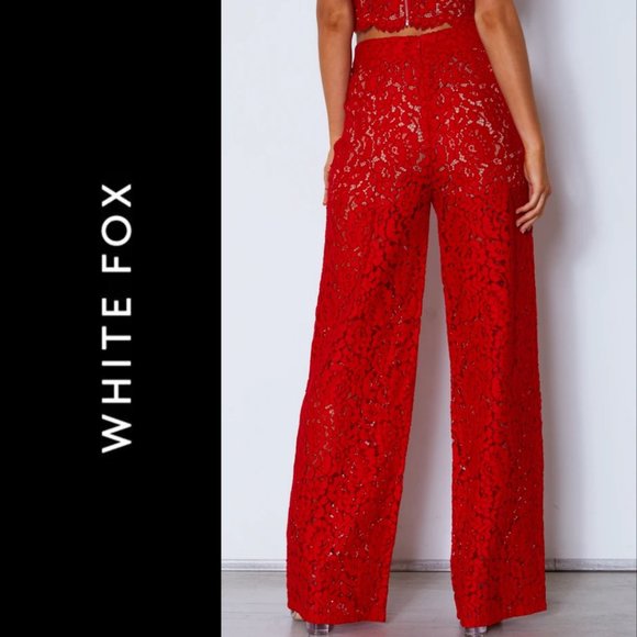 🚫 SOLD 🚫 Cherie Lace Palazzo Pants Red - Picture 4 of 6